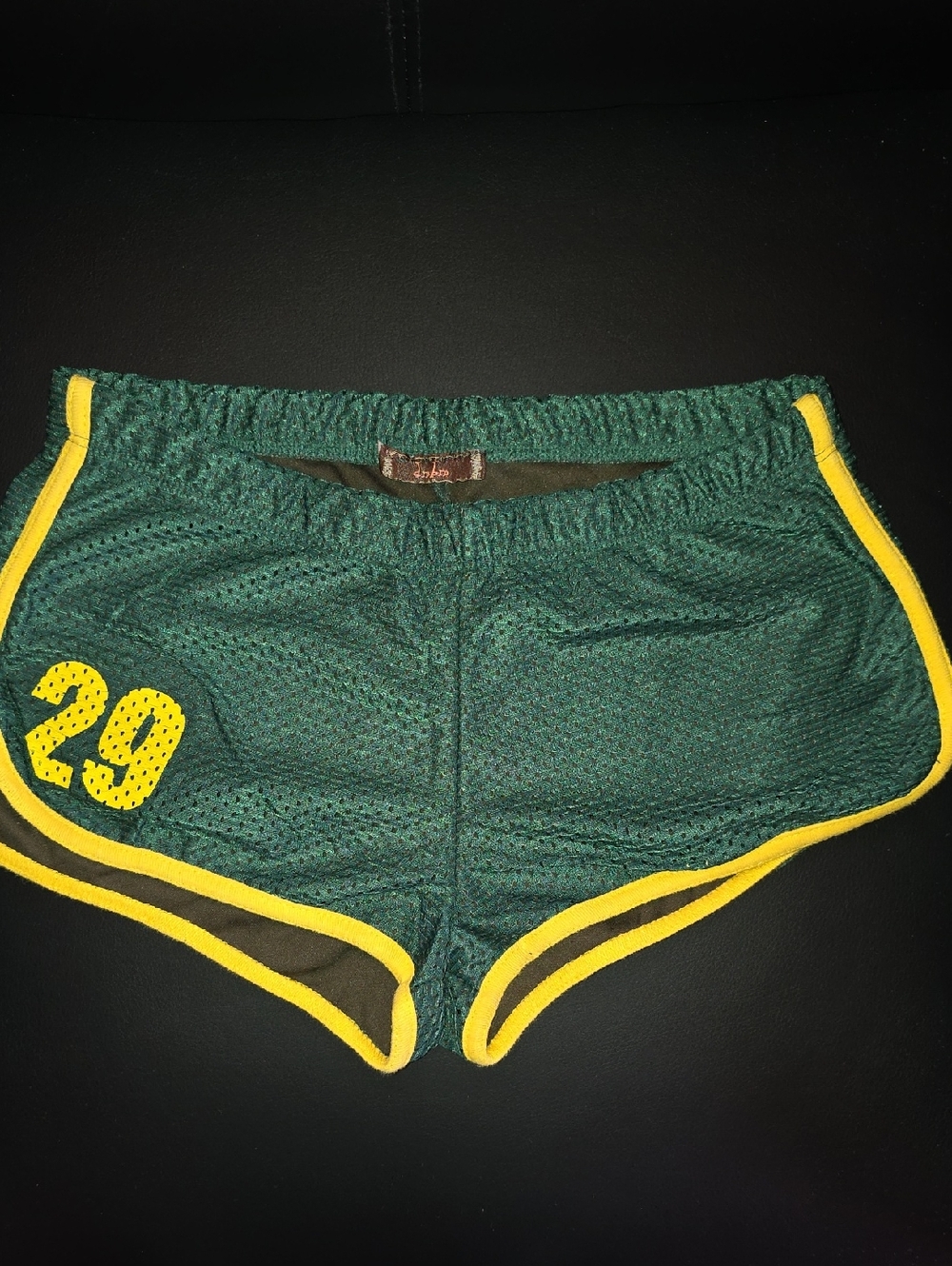 Green and Yellow Athletic Mesh Shorts - Women